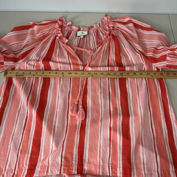 Tuckernuck Cassis Sunrise Stripes Top XL Pink Gauzy Peasant - Picture 6 of 12
